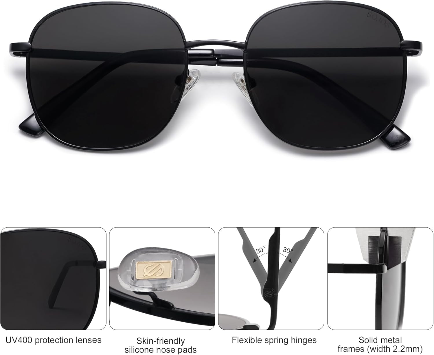 Classic Trendy Square Sunglasses for Women Men Cute Big Frame Gold Shades SJ1137