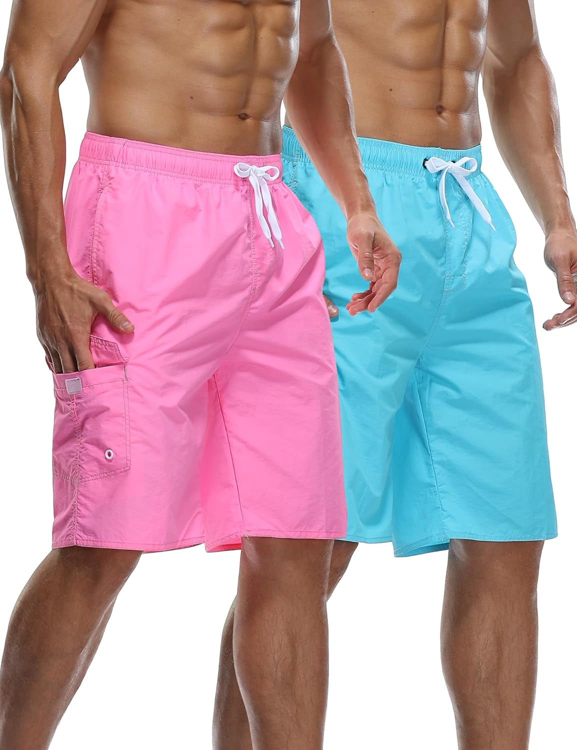 Mens Quick Dry Swim Trunks Striped Print Board Shorts with Mesh Lining