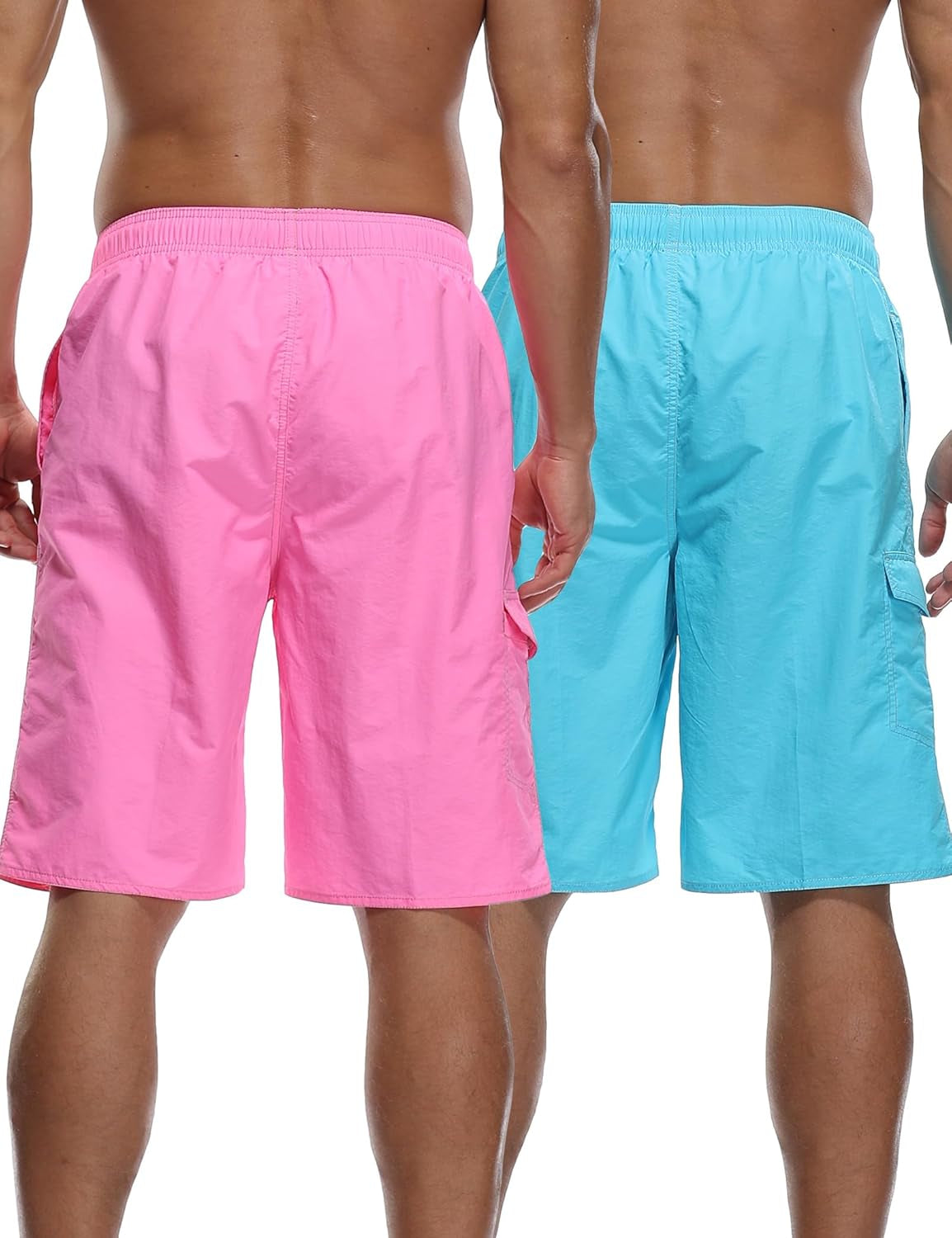 Mens Quick Dry Swim Trunks Striped Print Board Shorts with Mesh Lining